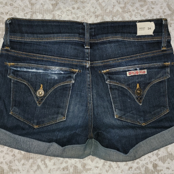 Hudson Croxley Cuff Dark Wash Denim Jean Shorts Women's Waist Size 24 NWOT - Picture 3 of 10